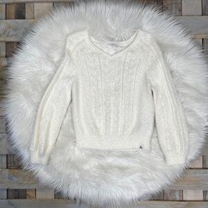 Like New [A&F Kids] Ivory · Cream Soft Knit  V Neck Sweater | Girls XL | 13 · 14